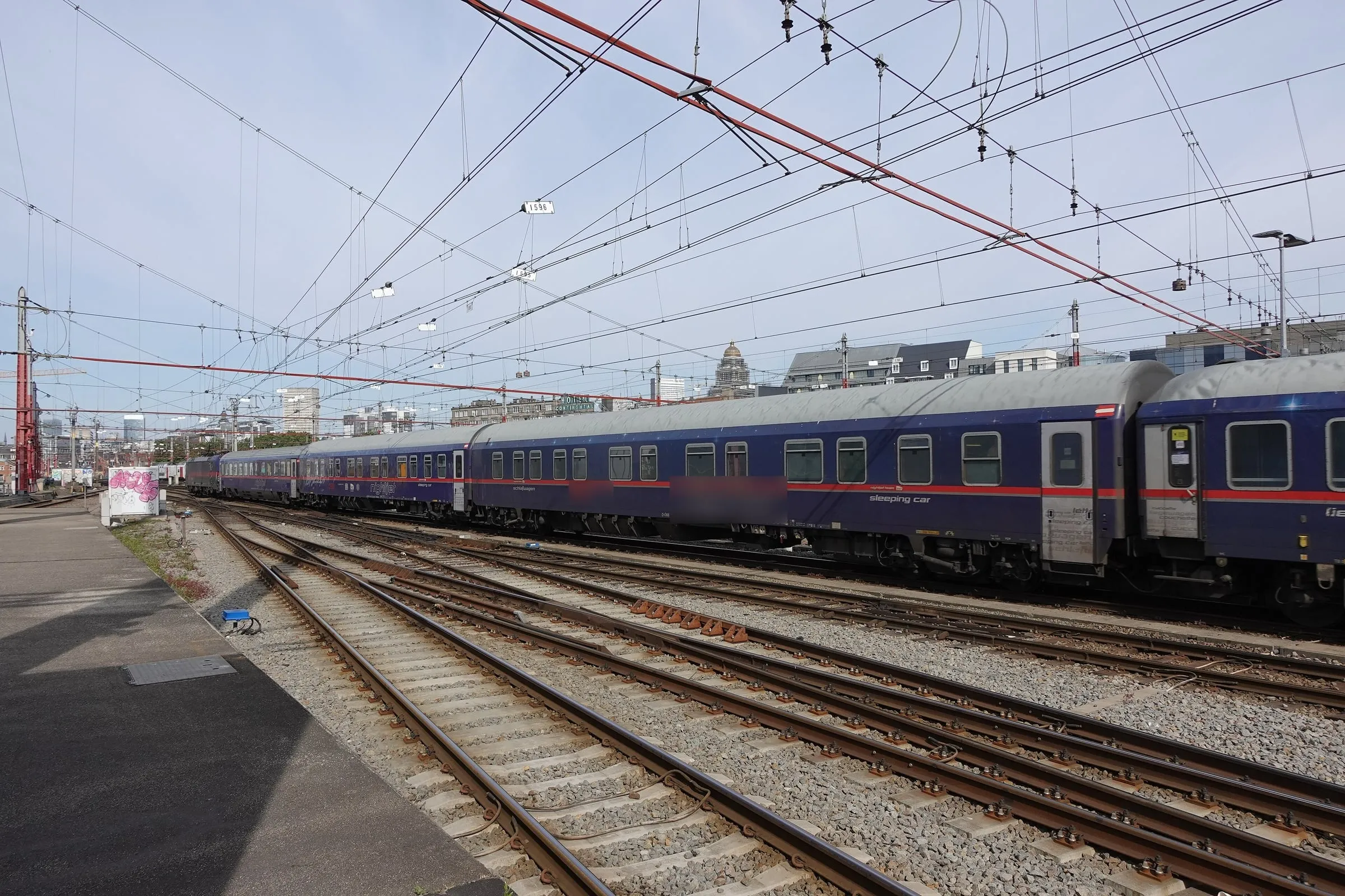Voitures-lits d’un train de nuit pour Vienne en gare de Bruxelles-Midi